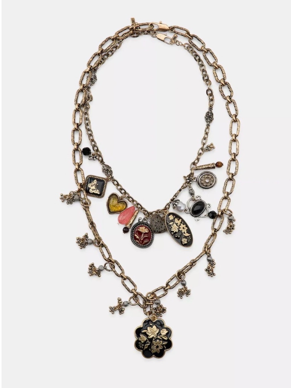 🔥🔥Zara Multicharm Gold-Tone Layered Pendant Necklace